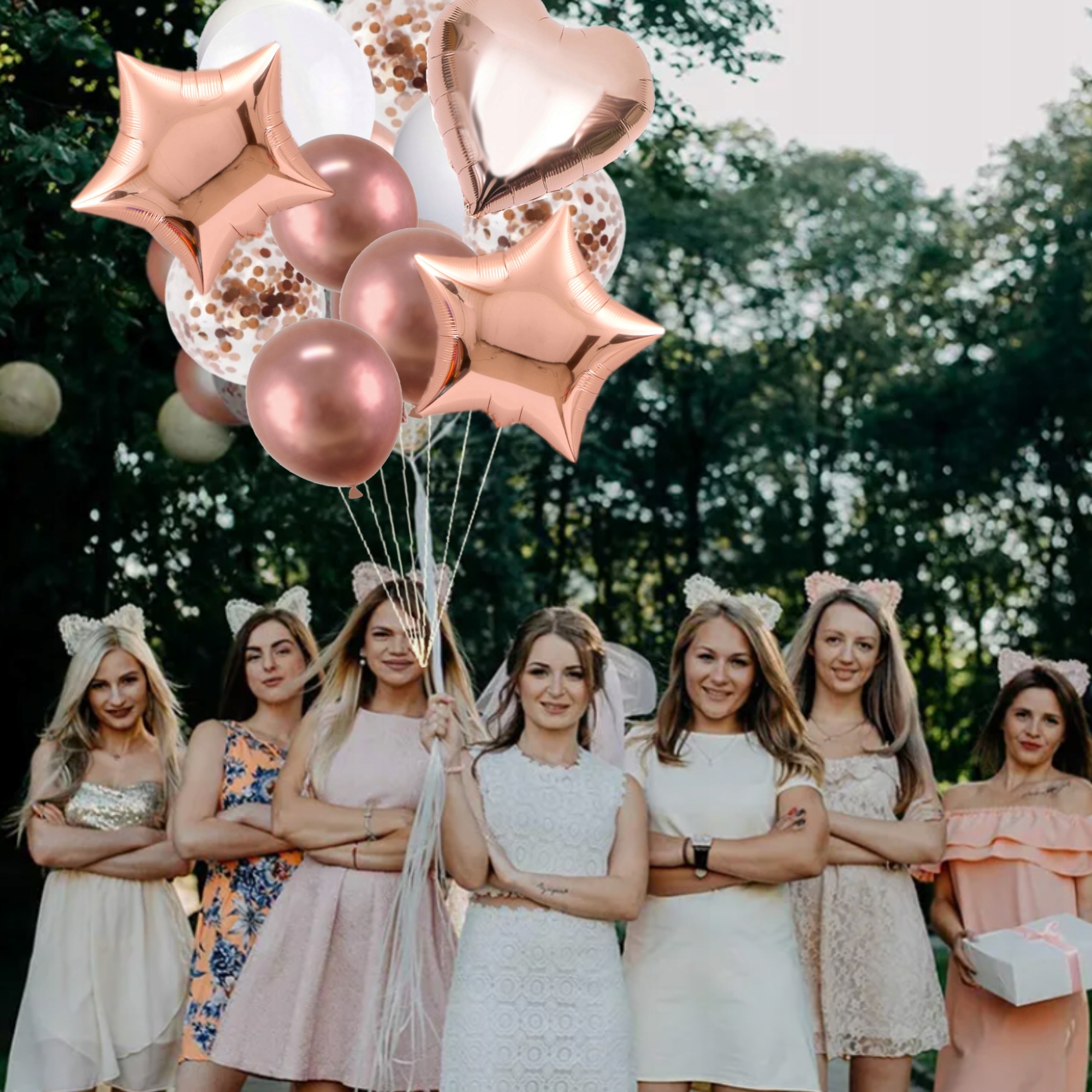 ZESTAW BALONY NA WIECZÓR PANIEŃSKI ROSE GOLD DEKORACJE BALON 12 SZT Kolor różowy