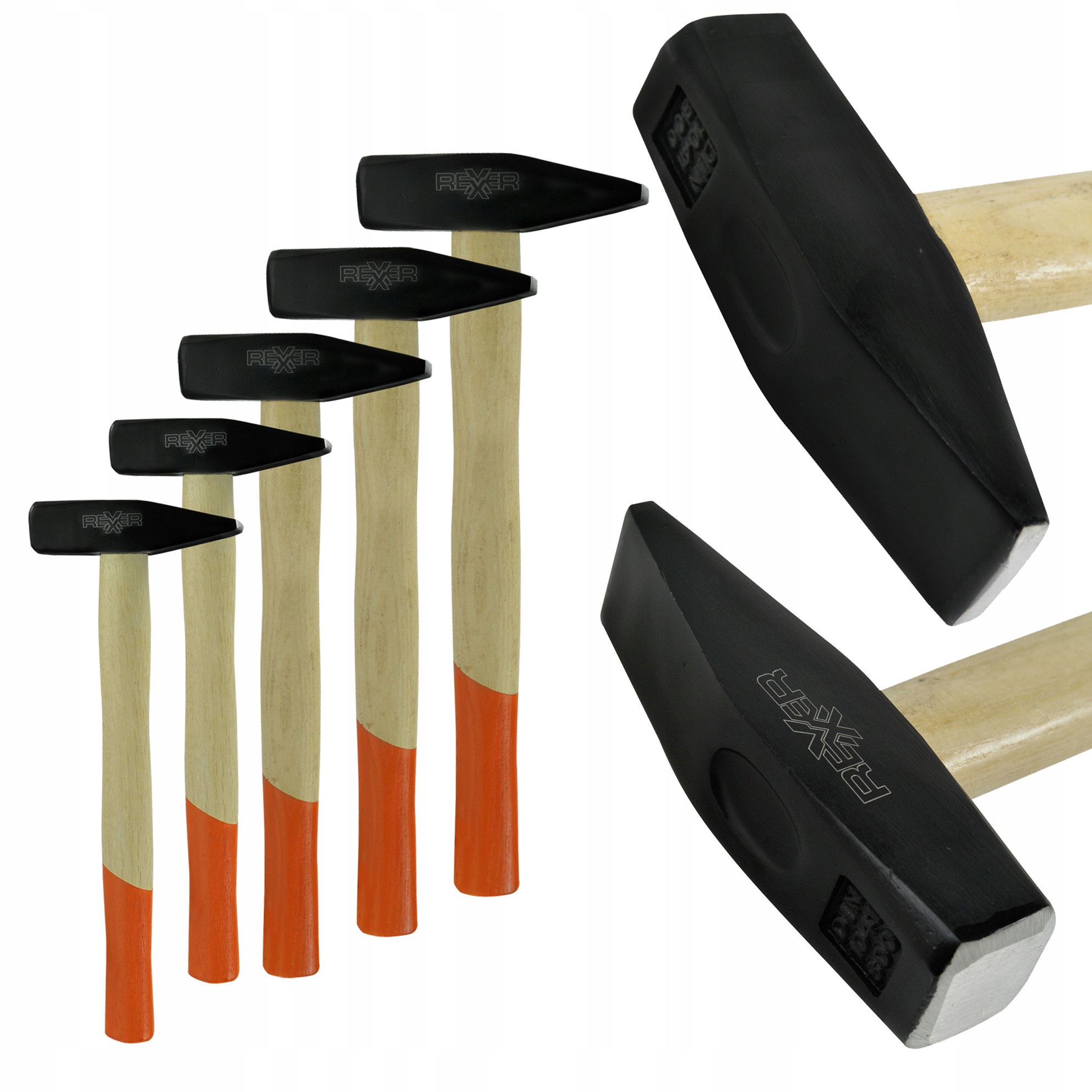 Zestaw Młotków Ślusarskich 5 Sztuk 300-1500 G Jesionowy Trzonek