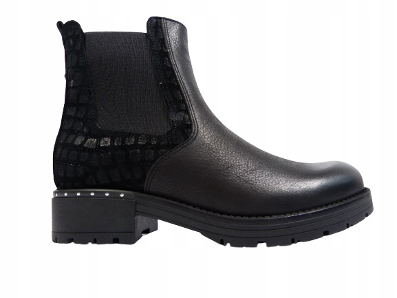 černé croc kožené kotníkové boty Zateplené Kožuchem dámské zimní boty Karino 37