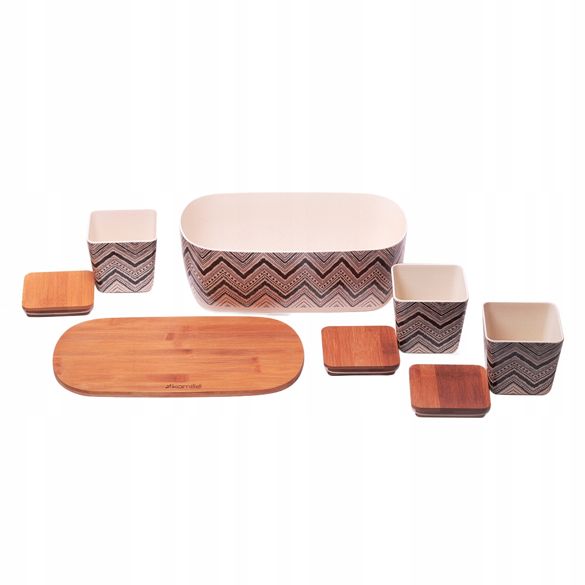 CHLEBAK + 3 POJEMNIKI KUCHENNE ZESTAW KAMILLE Linia Kamille