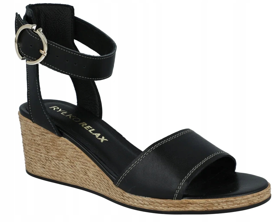 Sanadły na klínku Ryłko vložka Relax černá klínek odkryté paty vel. 40