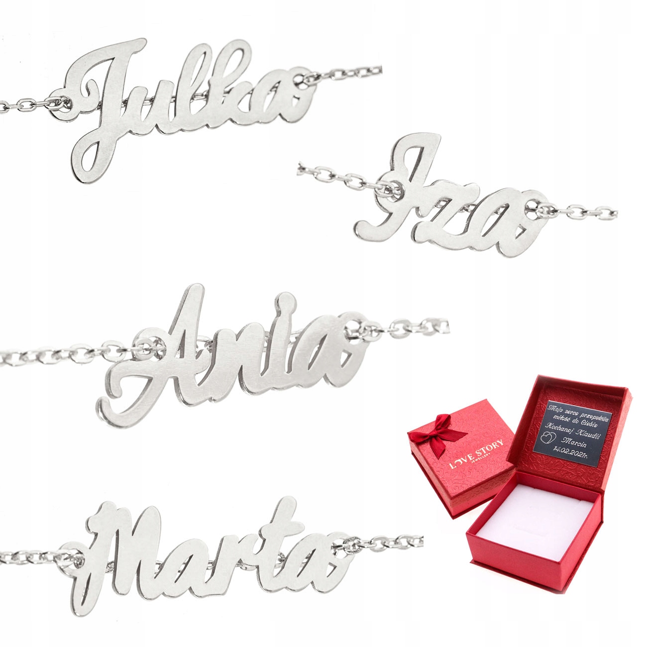 

Srebrny łańcuszek pr.925 z imieniem imiona imię