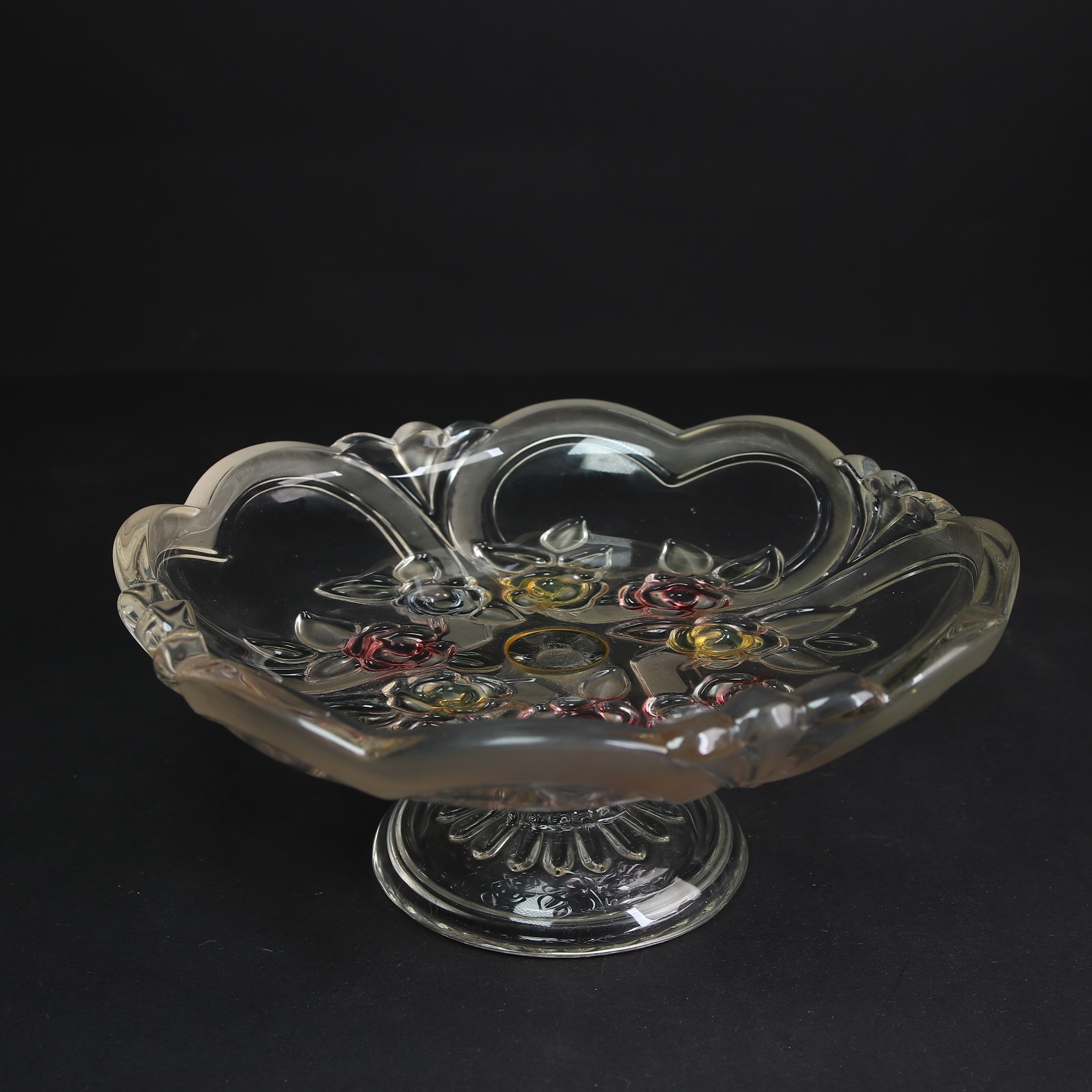 ANK STARA TACA PATERA NA NÓŻCE TALERZ SZKLANA KWIATY WALTHER GLAS