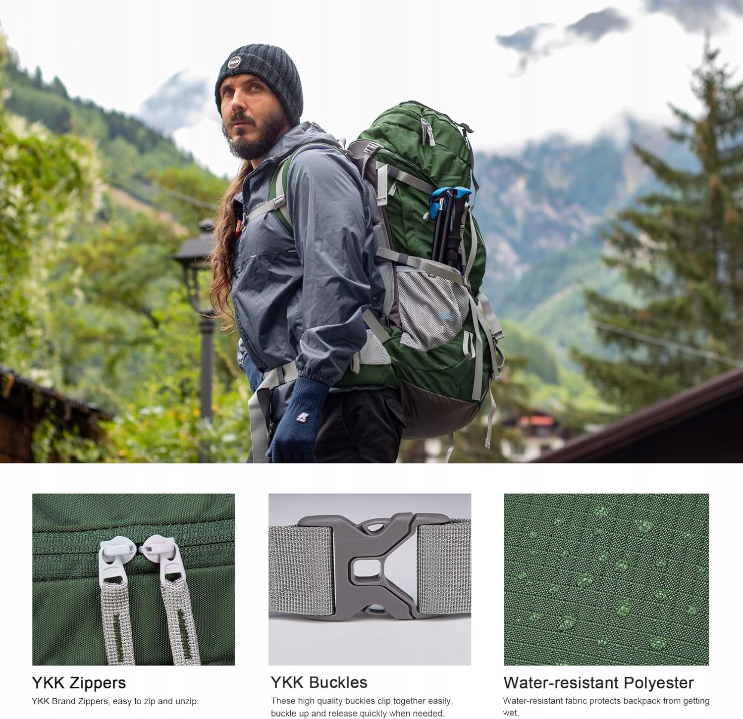 MOUNTAINTOP Plecak Trekkingowy 70L Wodoodporny Na Wędrówki i Camping — miniatura 7