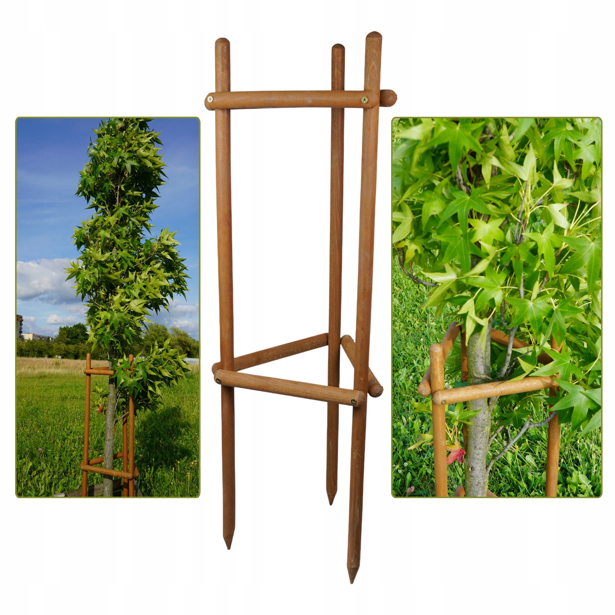 PODPORA OGRODOWA 150 CM FI 28 TRÓJKĄT IMPREGNOWANA DO ROŚLIN BRĄZOWA