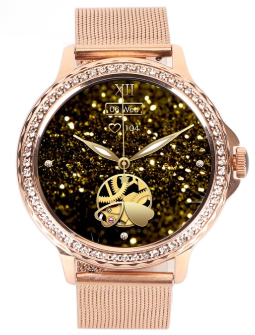 Smartwatch Nx19 Diamonds złoty pasek pasek silikonowy