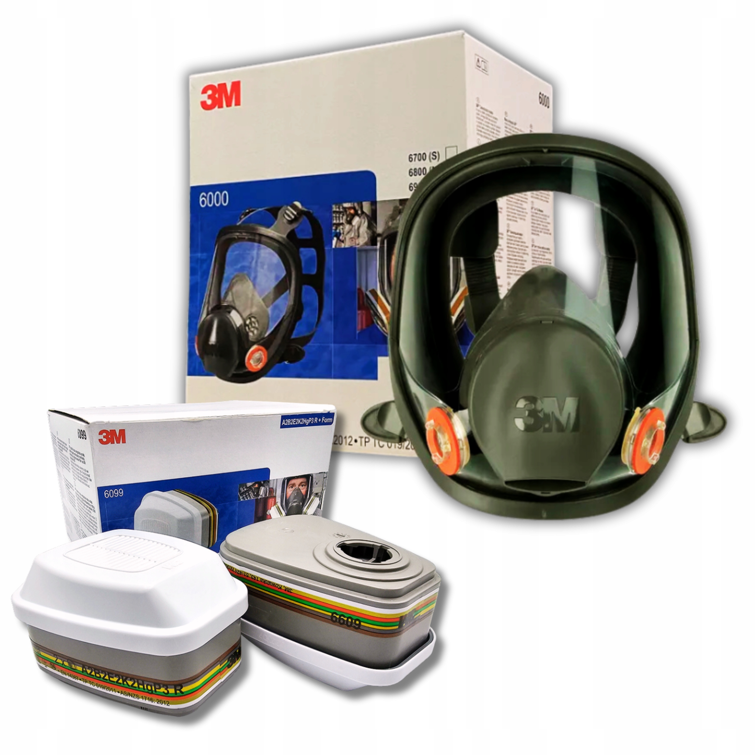 Filtry 6099 ABEK2P3 Maska 3M 6900/6800 Zestaw Lakiernia Chemia