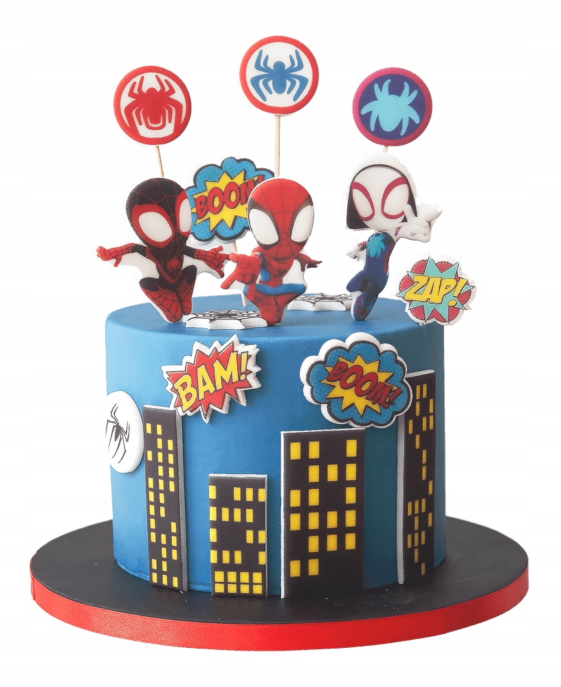 Levně Sada dekorací na dort Spidey Spider 12 El. 2D figurky Cukrové oplatky