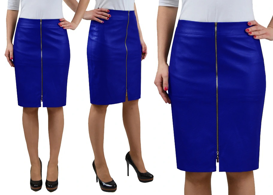 OŁÓWKOWA SPÓDNICA SKÓRZANA ZAMEK CHABROWA r.50 Marka bez marki