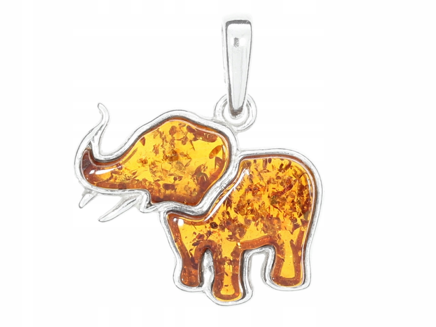 Stříbrný Přívěsek Slon s jantarem Dámský přívěsek Slon pro štěstí 925