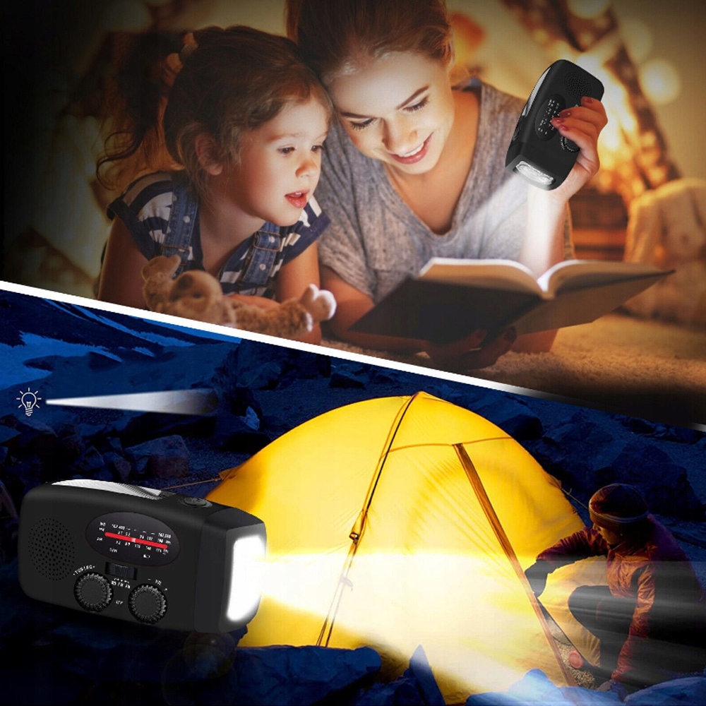 RADIO AWARYJNE SOLARNE AM FM SOS 2000MAH KORBA RĘCZNA Z LATARKĄ LED Waga produktu 0.26 kg