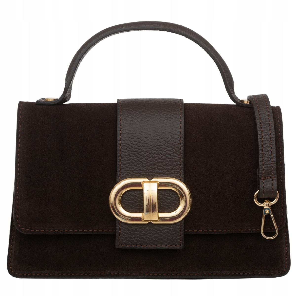 Dámská semišová kabelka Kufřík Vera Pelle Alda Choco