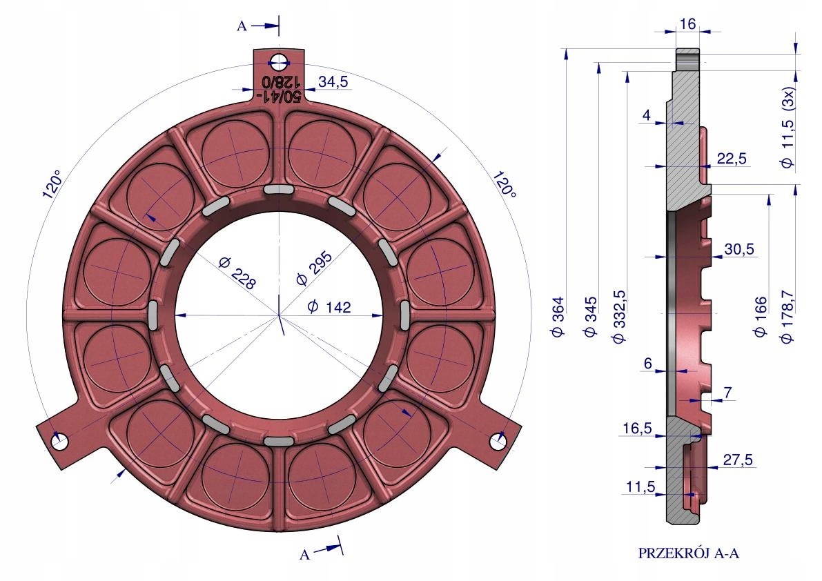 Tarcza dociskowa I stopnia C-330/360 ORYGINAŁ URSUS Numer katalogowy części R. 50411280U