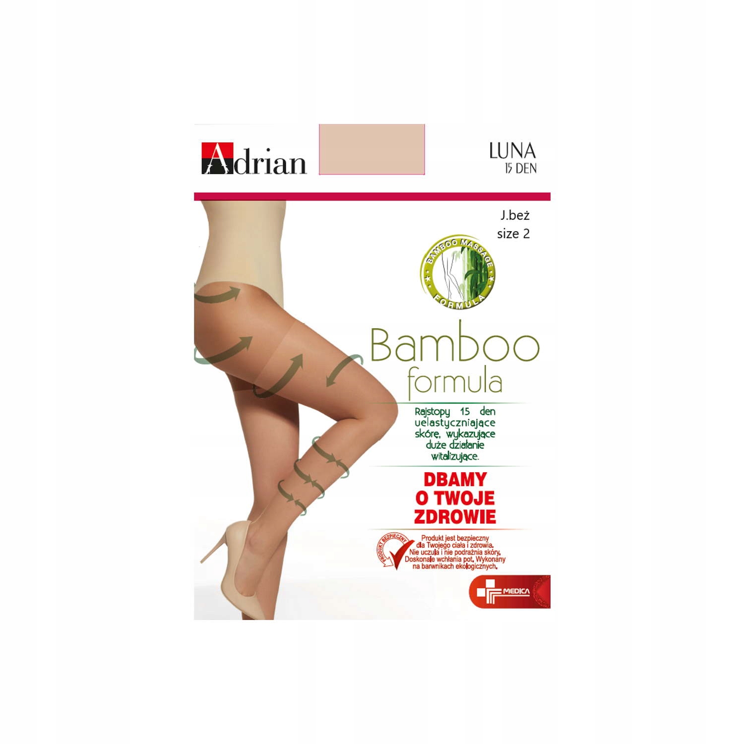 

Adrian Luna Rajstopy Damskie Jasny Beż Rozmiar 2