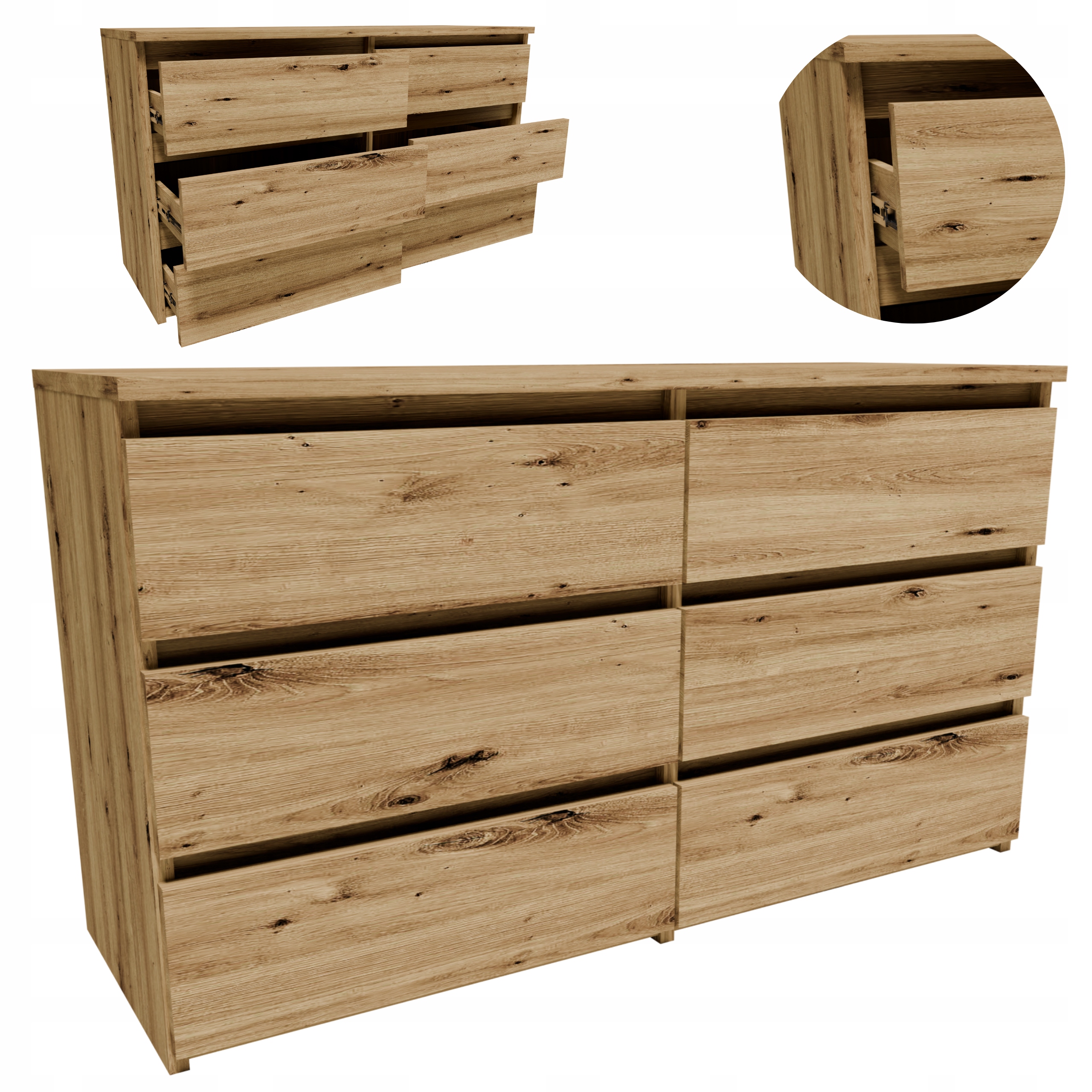 Komoda CL1006ART artisan velká skříňka 100 cm regál 6 zásuvek oblečení hračky