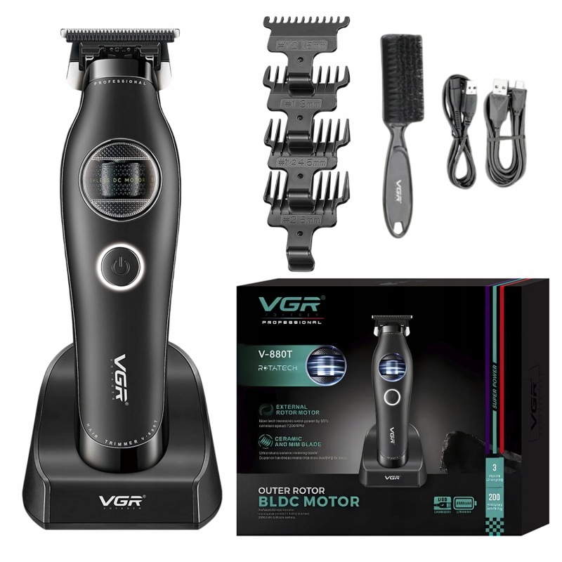 Vgr V-880T Black Trymer do strzyżenia Włosów i Brody RotaTech Bldc Barber