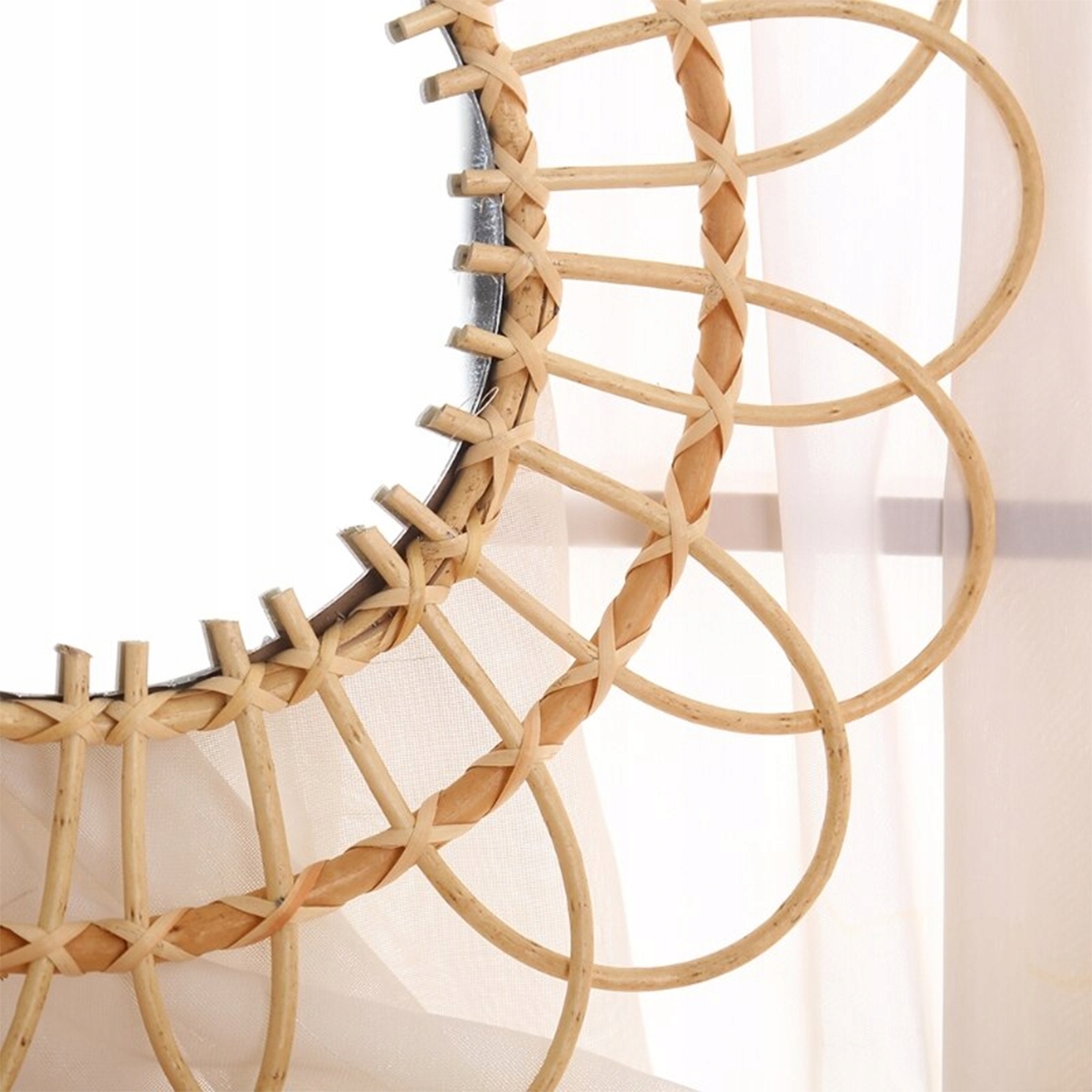 OKRĄGŁE LUSTRO BOHO BAMBUS ŚCIENNE 34 cm NATURALNE Kod producenta HOM-02817