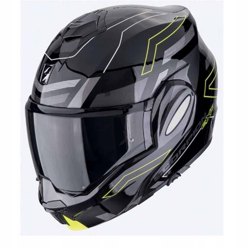 Scorpion Čeľusťová Prilba Exo-tech Evo Conquer Čierna/neon Yellow (XXL) 2XL