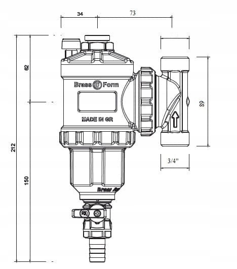 FILTR MAGNETYCZNY SEPARATOR ZANIECZYSZCZEŃ 3/4 Marka Brass Form