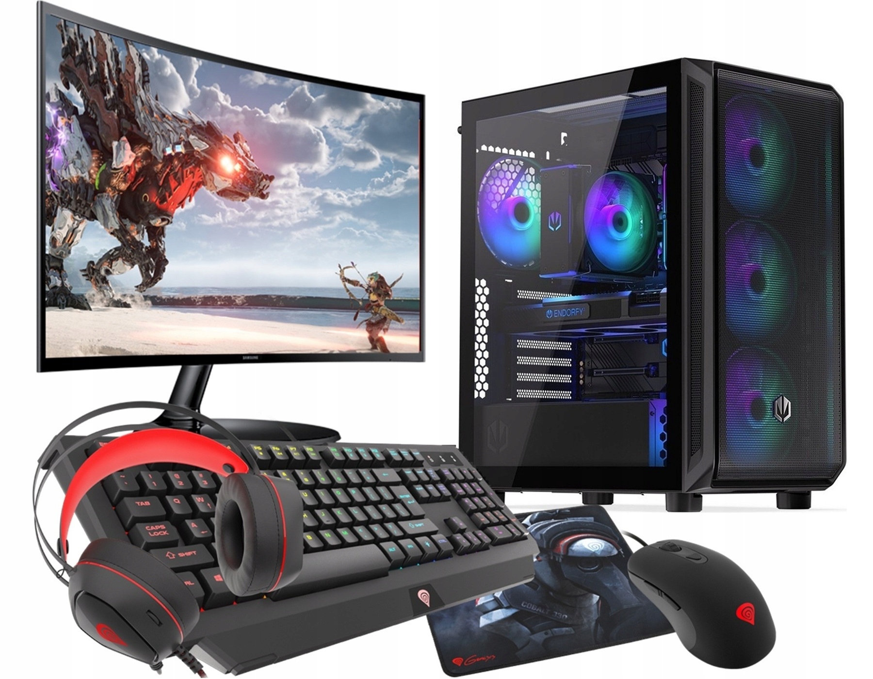 Vist Gaming Pc Set Amd Ryzen 5900X Rtx 4060 64GB Ssd 1TB WiFi W11 LCD 27"