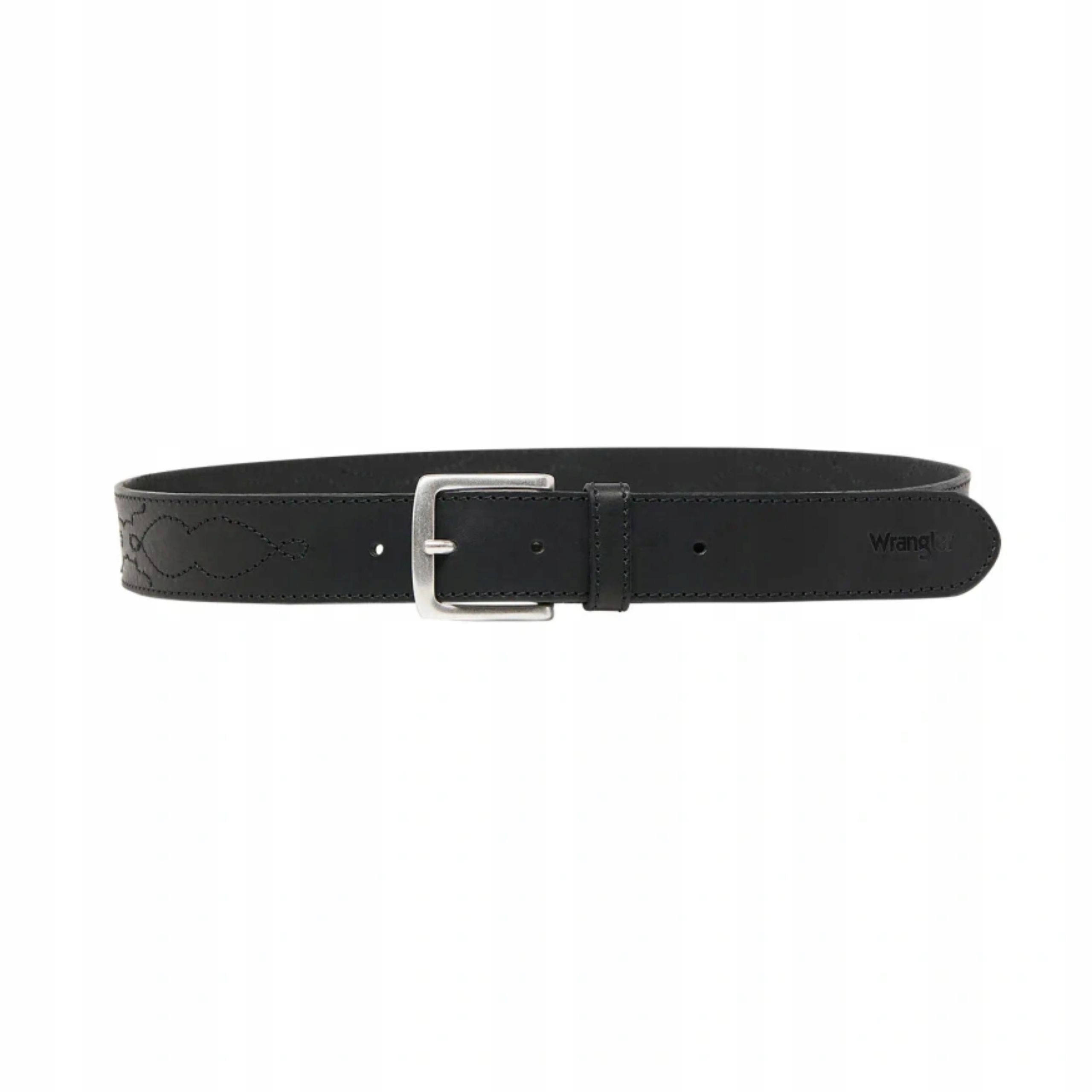 Pásek Pánský Wrangler Western Stitch Kožený Černý Klasický V Pásu 105CM