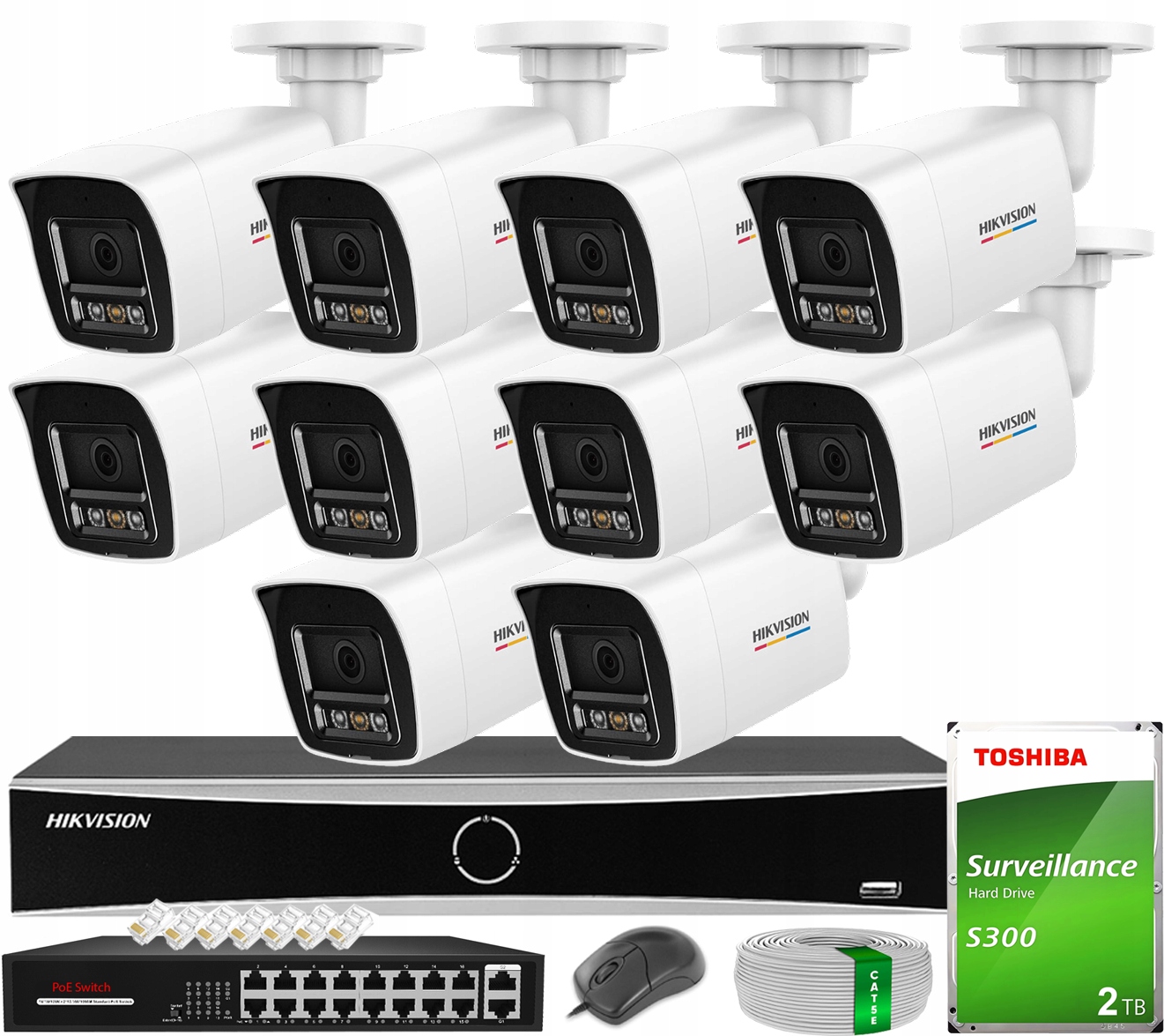 Monitoring Hikvision 10 Kamer Ip 6MPX Smart Hybrid Light ColorVu Disk 2TB