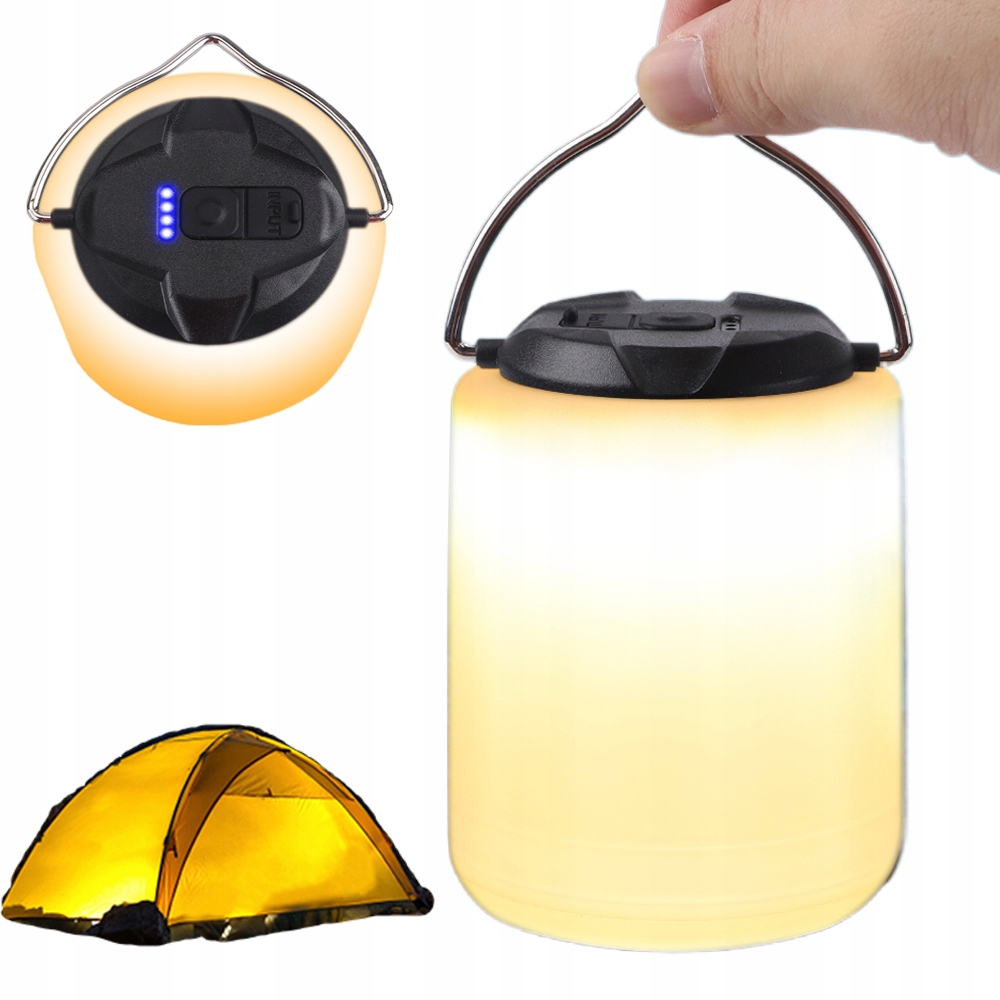 Lampa Turystyczna Led Namiotowa Usb Latarka Kempingowa 3 Tryby 1800MAH