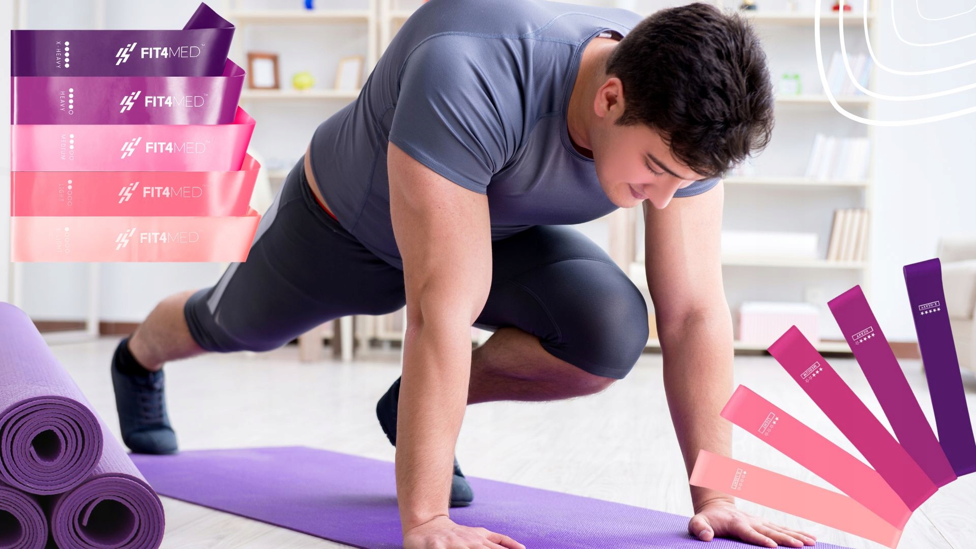 MATA GRUBA DŁUGA WYTRZYMAŁA DO ĆWICZEŃ FITNESS 5 GUM BAND MOCNE NIE PĘKAJĄ Model FIT4MED