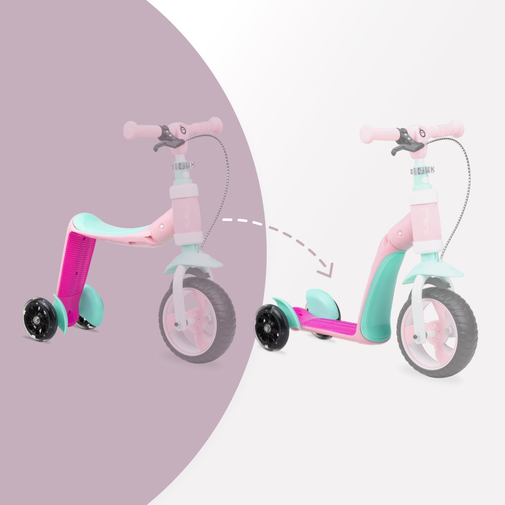 OUTLET MoMi ELIOS 2w1 JEŹDZIK HULAJNOGA TRÓJKOŁOWA LED - różowy Marka MoMi