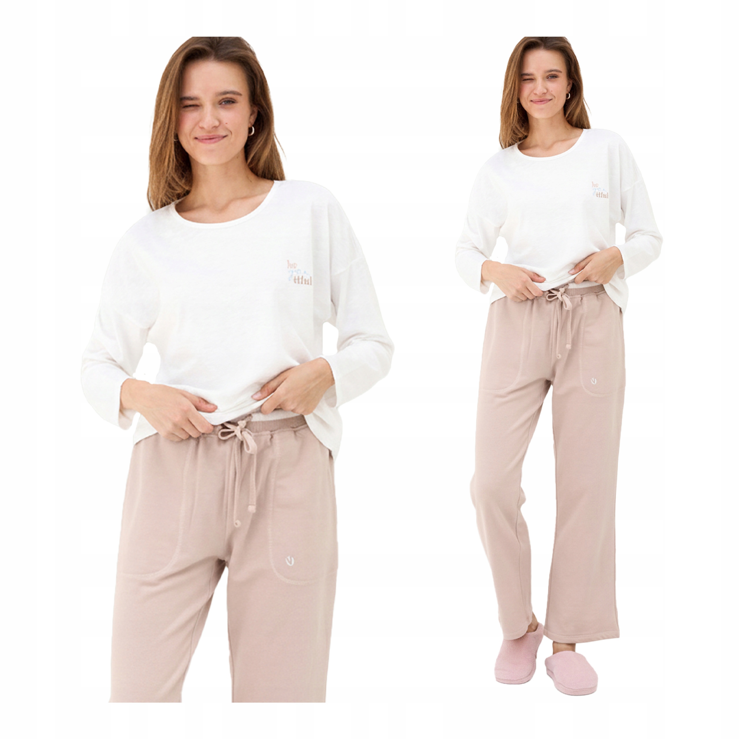 Dámské teplákové kalhoty halenka s dlouhým rukávem komplet Naviale S