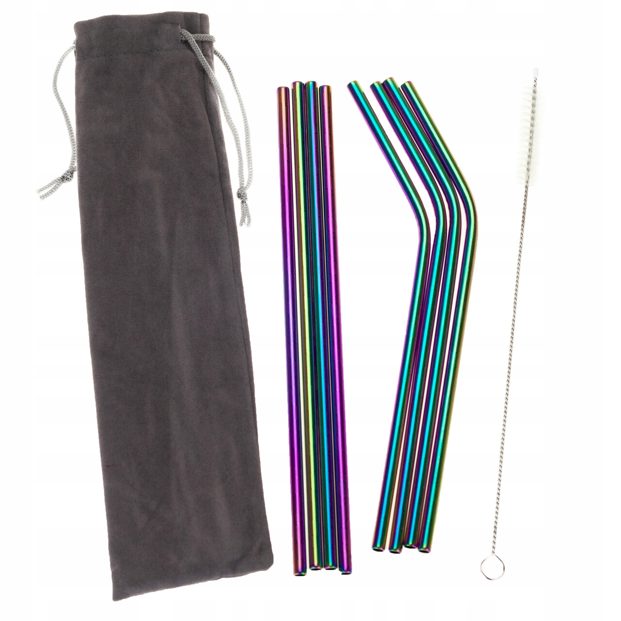 

Słomki Rurki Grube 8szt Wielorazowe Tęczowe Eko