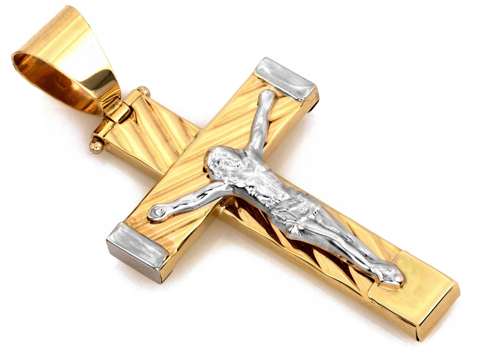 Zlatý křížek 585, přívěsek přívěsek s Pánem Ježíšem a bílým zlatem 14kt