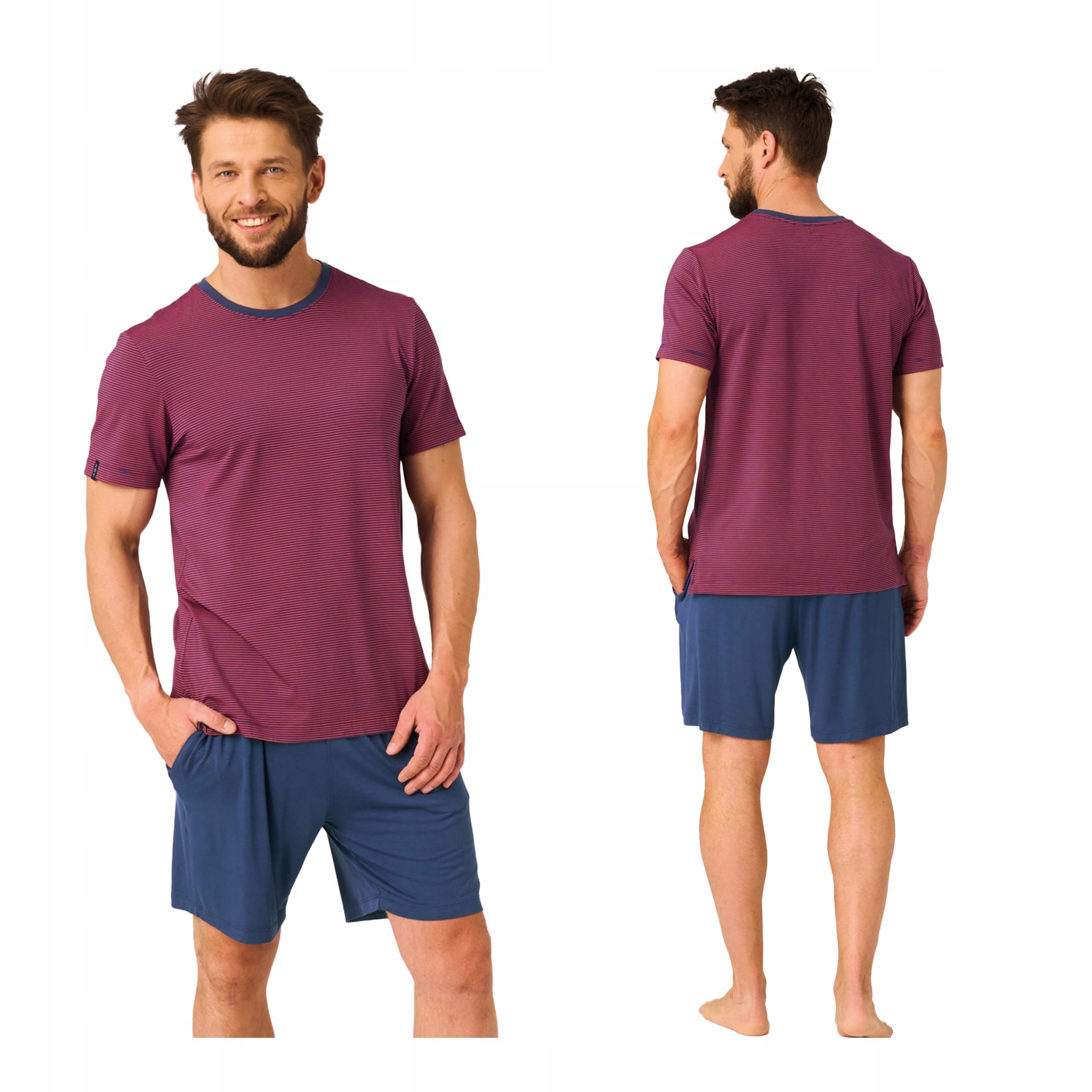 Pánské pyžamo s krátkým rukávem, krátké kraťasy M, viskóza, bambus Key