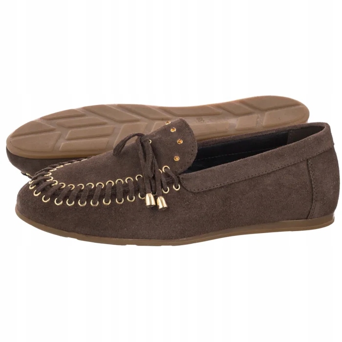 Dámské kožené baleríny Karino Hnědé 5941/015-P Brown