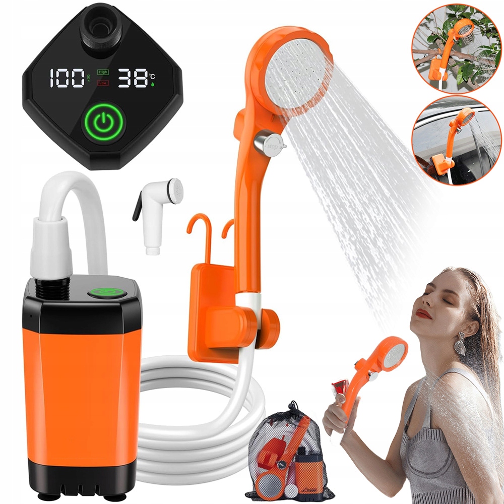 Bezdrátová Turistická Sprcha Kempingová Voděodolná IPX7 S Pumpičkou