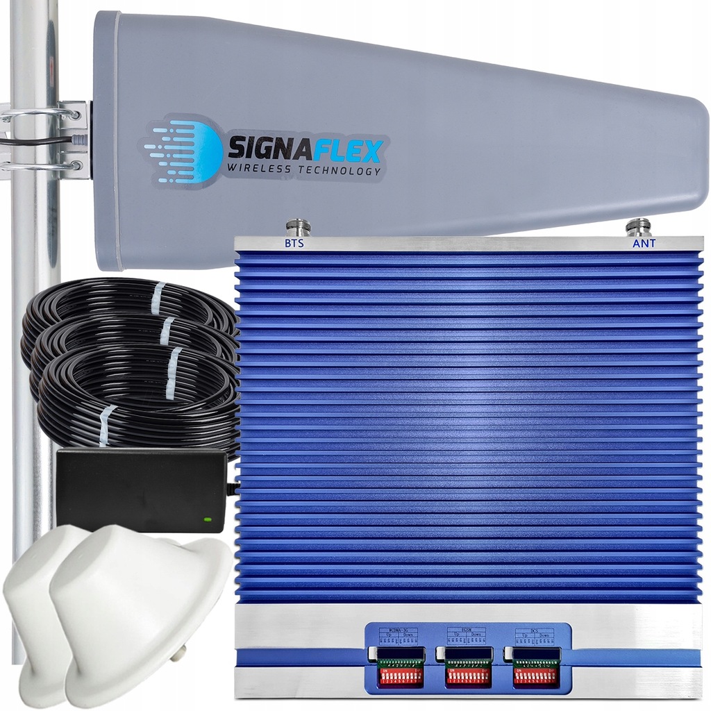 Zosilňovač Signálu Telefonu Internetu Egsm 3G 4G Lte 5000 m2 3 Antény 10 m