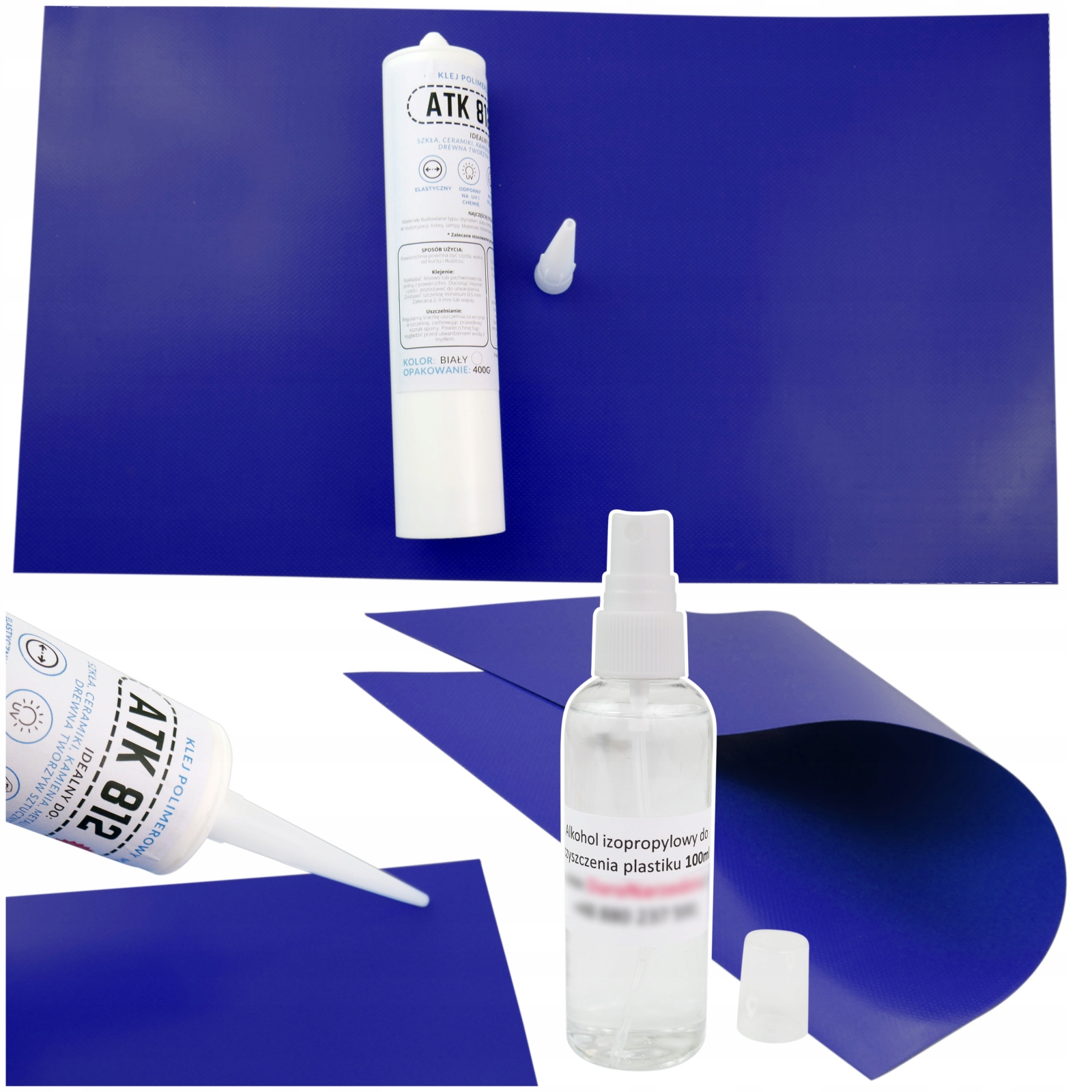 Bazénová záplata Pvc 27x50 cm Silné polymerové lepidlo 400 g Odmašťovač 100 ml