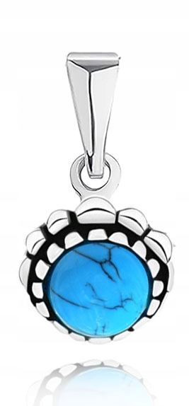 

Wisiorek Zawieszka Z Okrągłym Turkusem Srebro 925!
