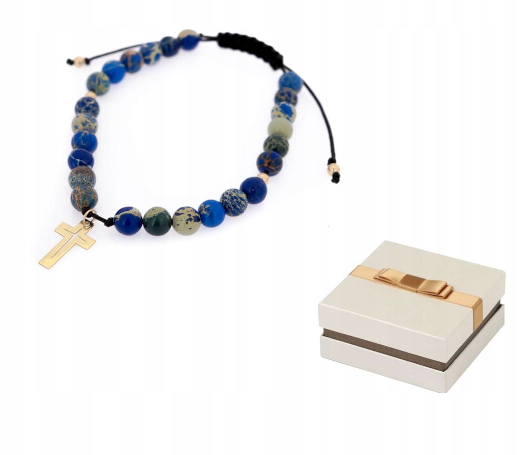 Zlatý náramek s křížkem (Různé Barvy) BZ111