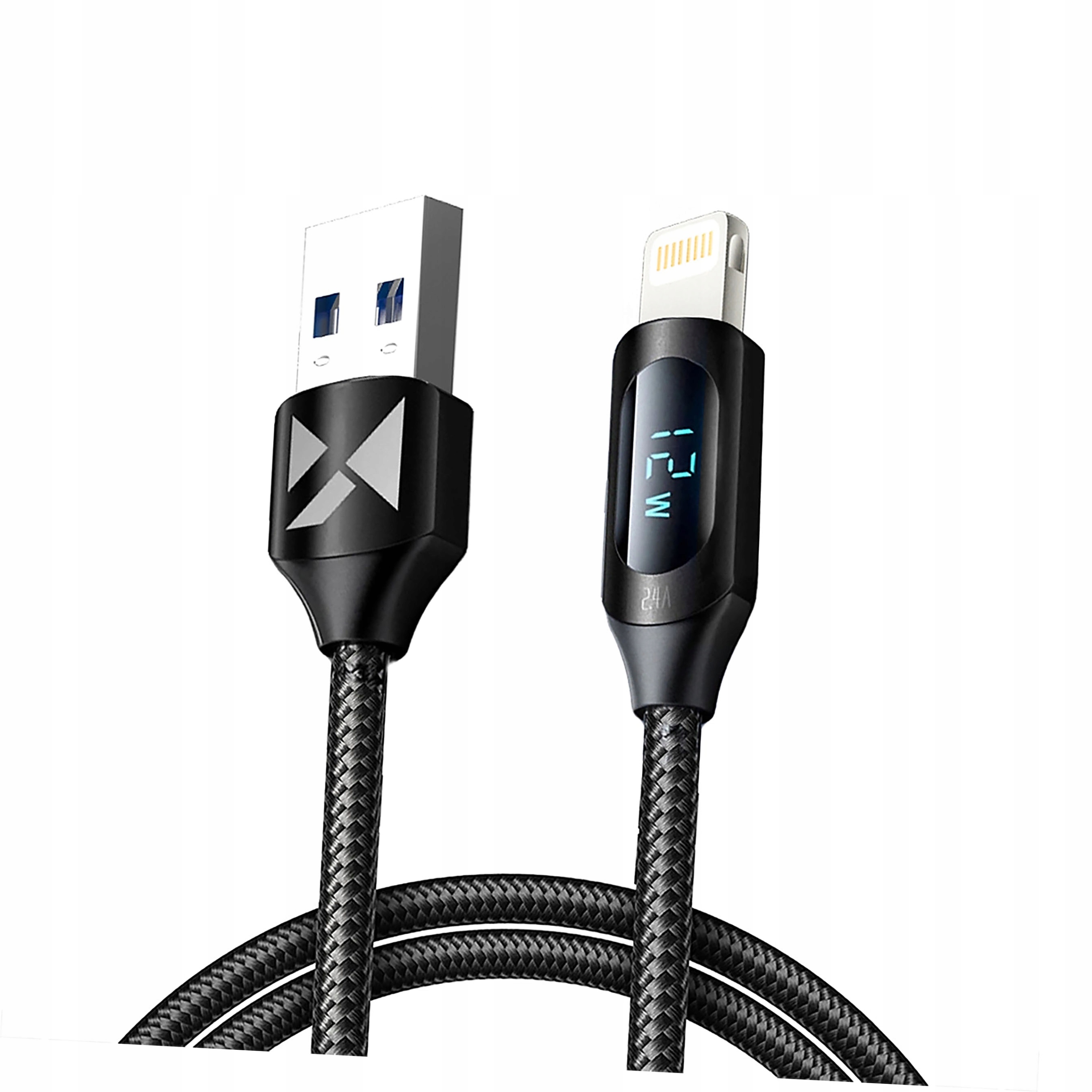 Kabel Usb-a Lightning Wozinsky WUALC1 z wyświetlaczem Led 2.4A 1m czarny