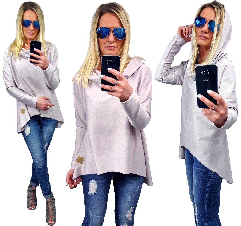 

Asymetryczna Tunika Bluza Sukienka Komin Kaptur Un