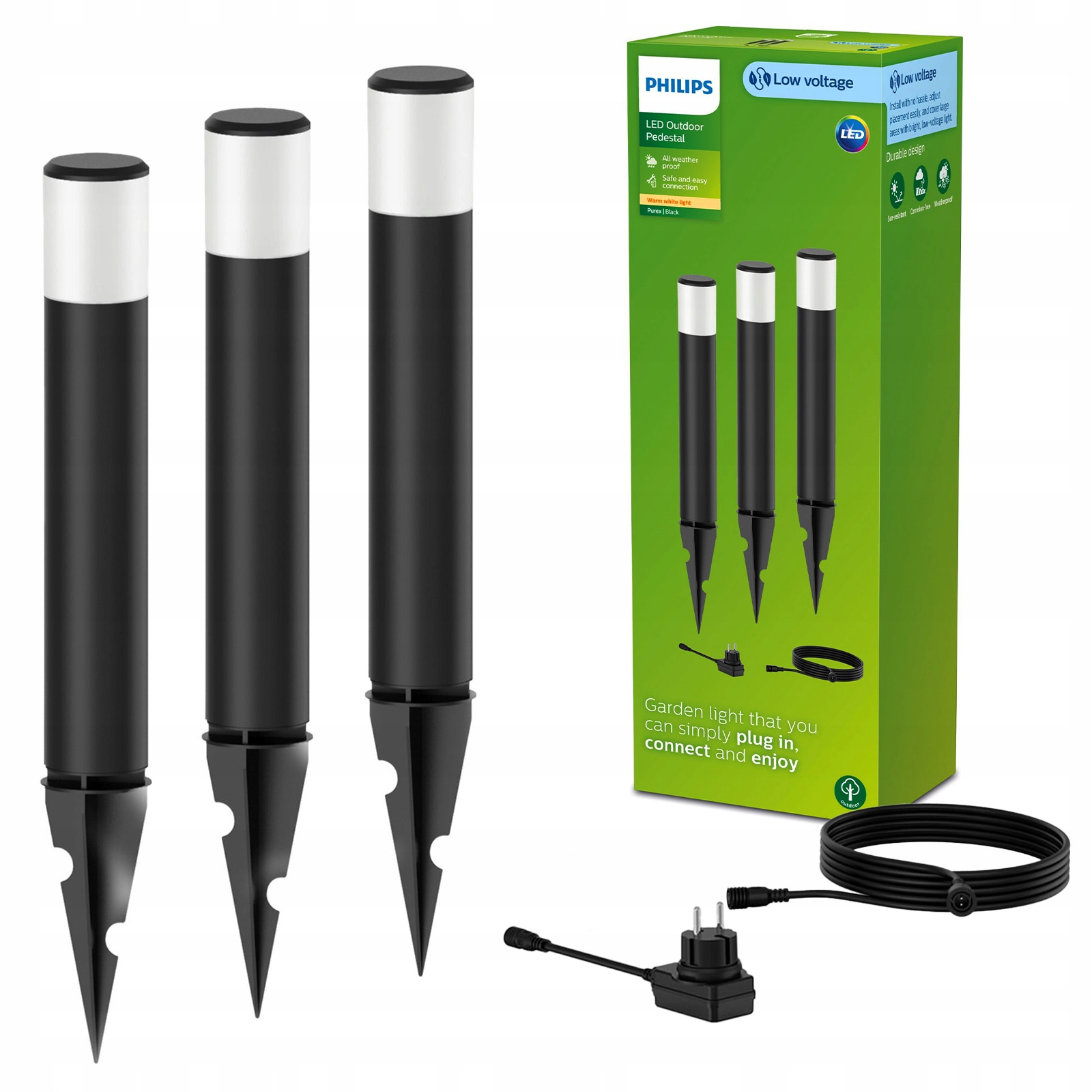 3x Led zahradní lampa Purex GardenLink Venkovní 1,5W 24V IP44 Philips