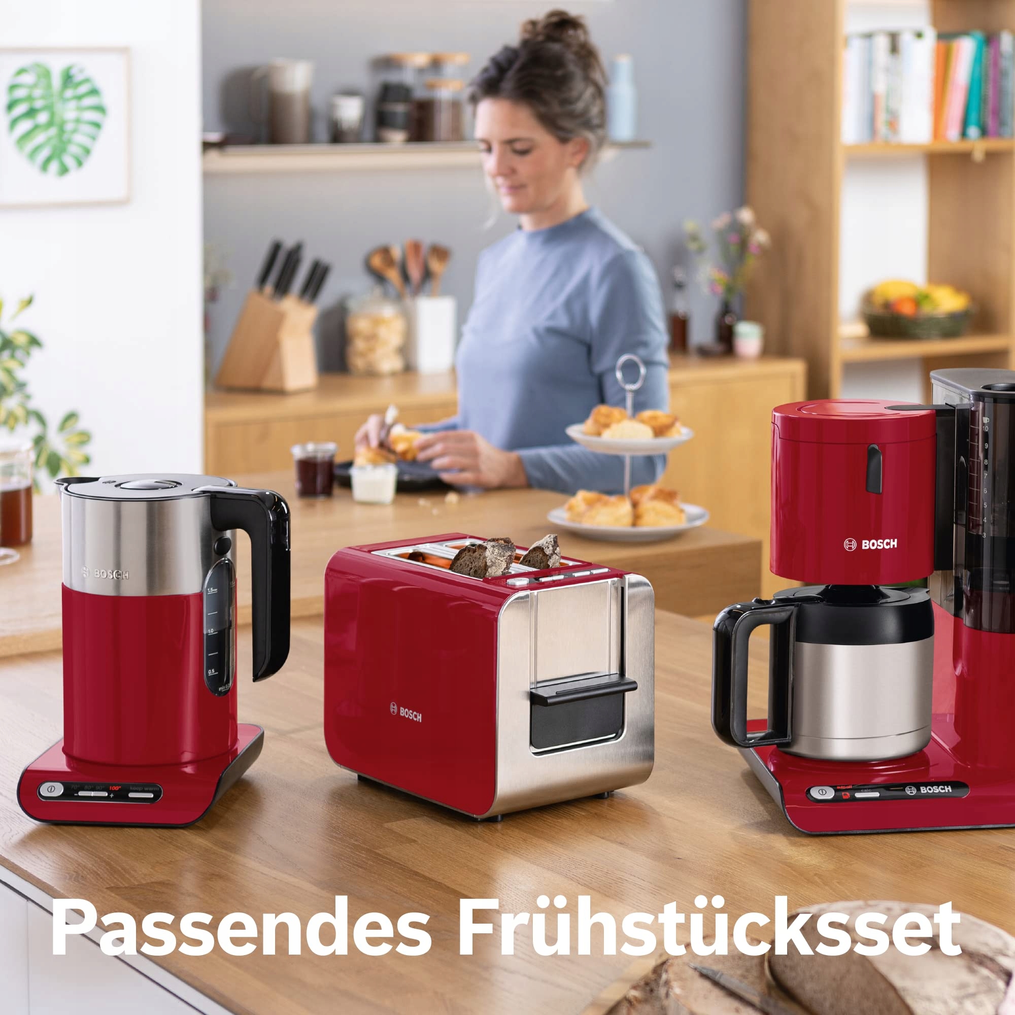 BOSCH Czajnik Elektryczny Styline 1.5L 2400W Regulacja Temperatury Czerwony — miniatura 3