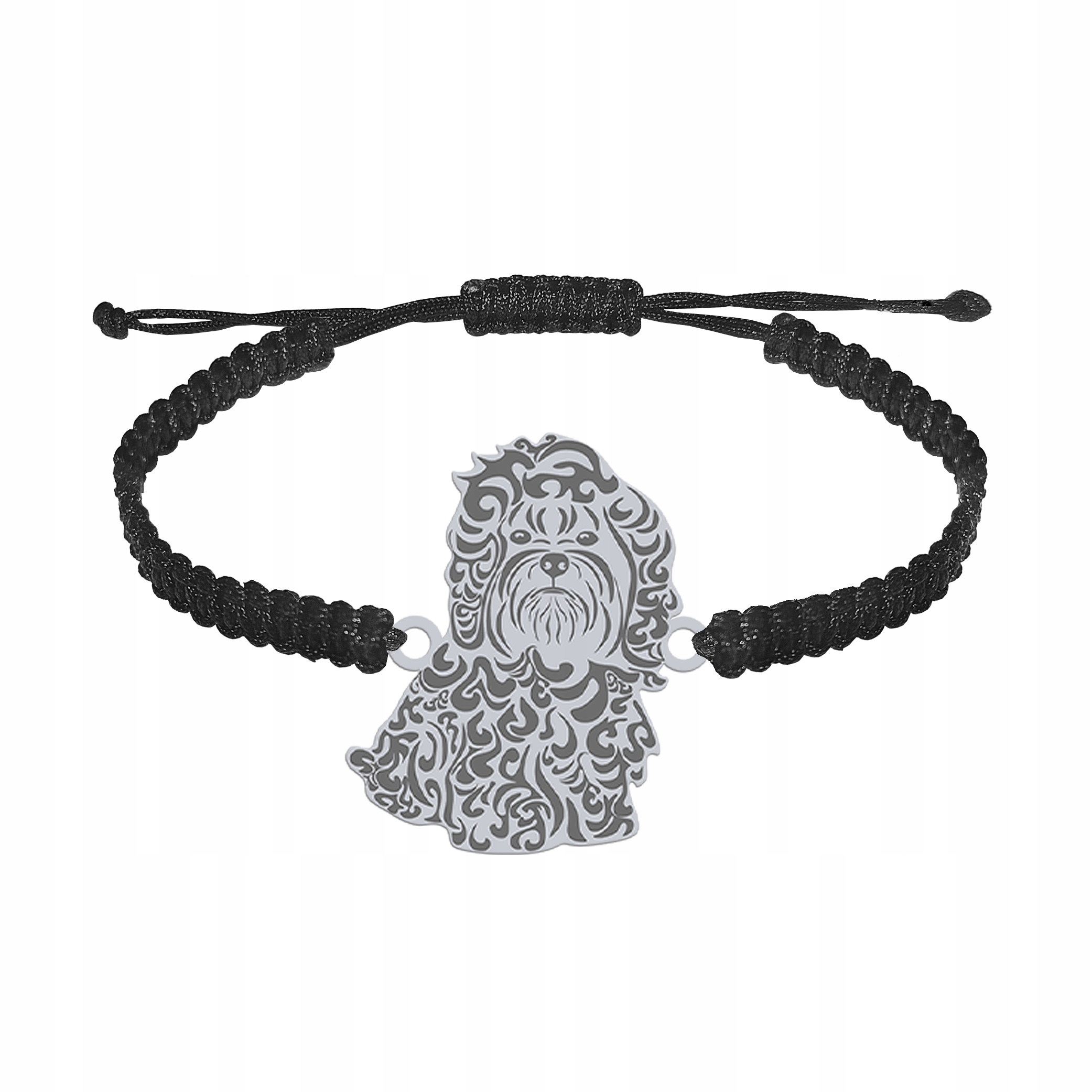 Stříbrný náramek s ruským psem Tsvetnaya Bolonka 925 Makramé Gravírování