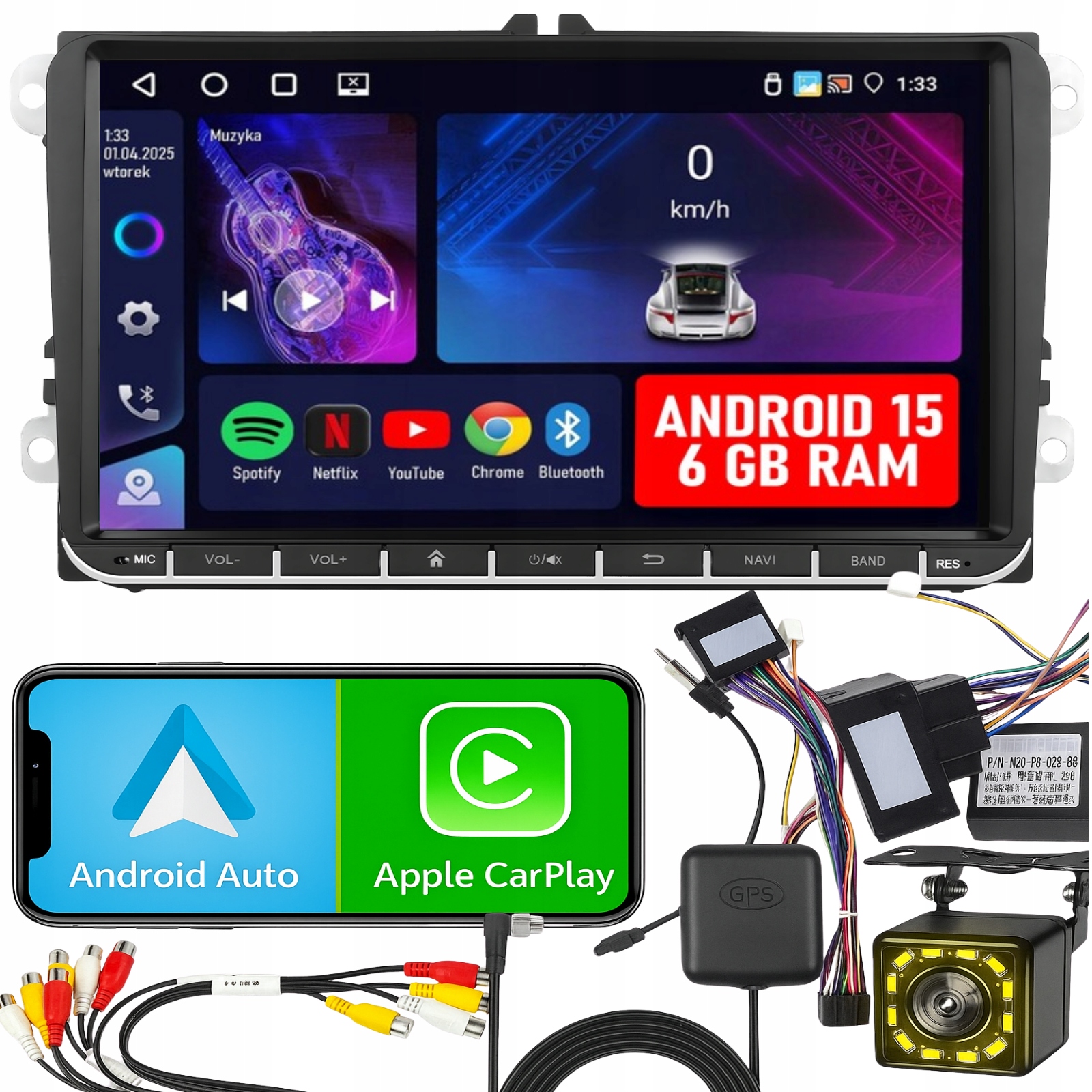 Radio pre Volkswagen Seat Škoda Vw Passat B6 B7 Golf 5 V 6 Android 15 WiFi