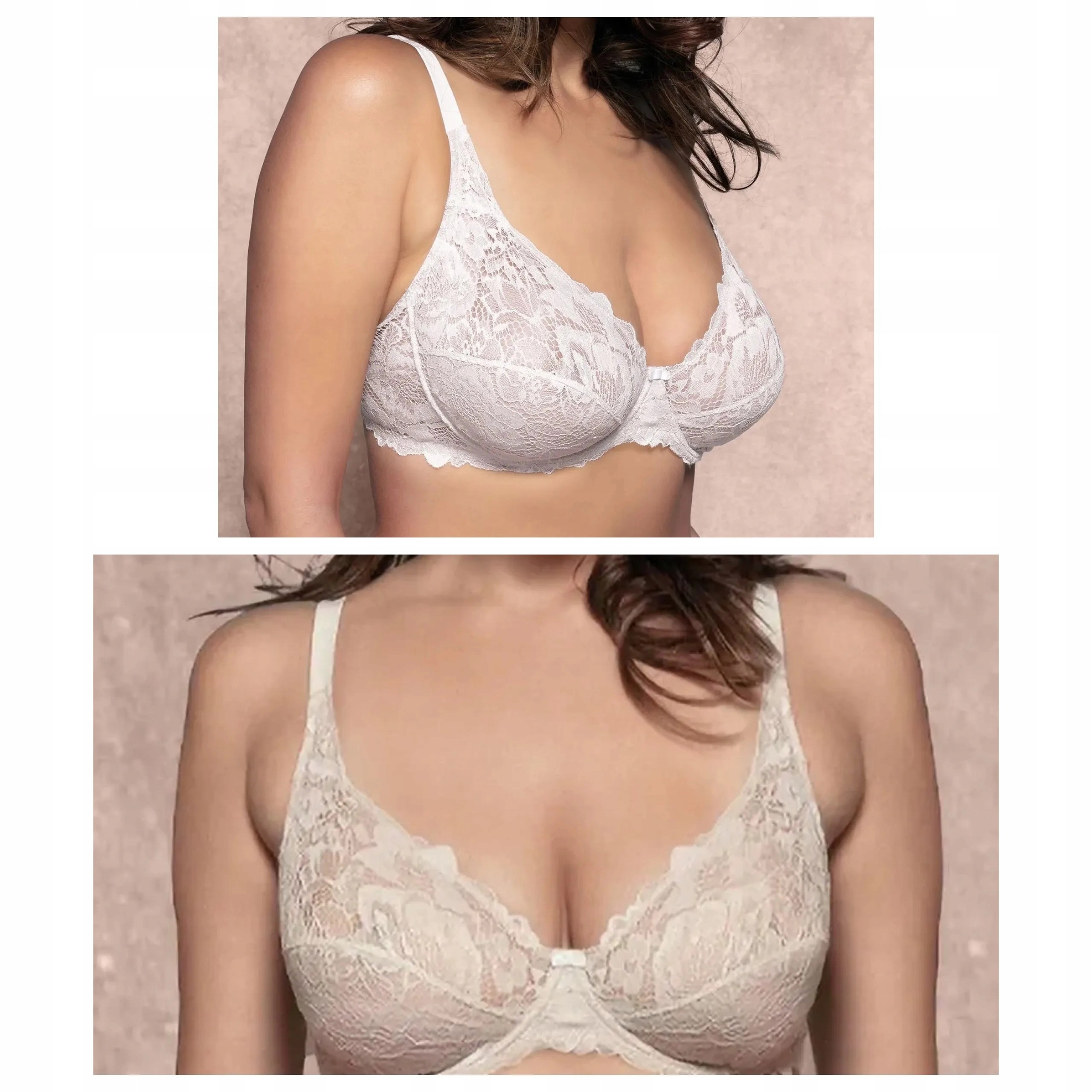 2 ks Podprsenka Lormar Curvy 400L krajková měkká bílá ecru 70B