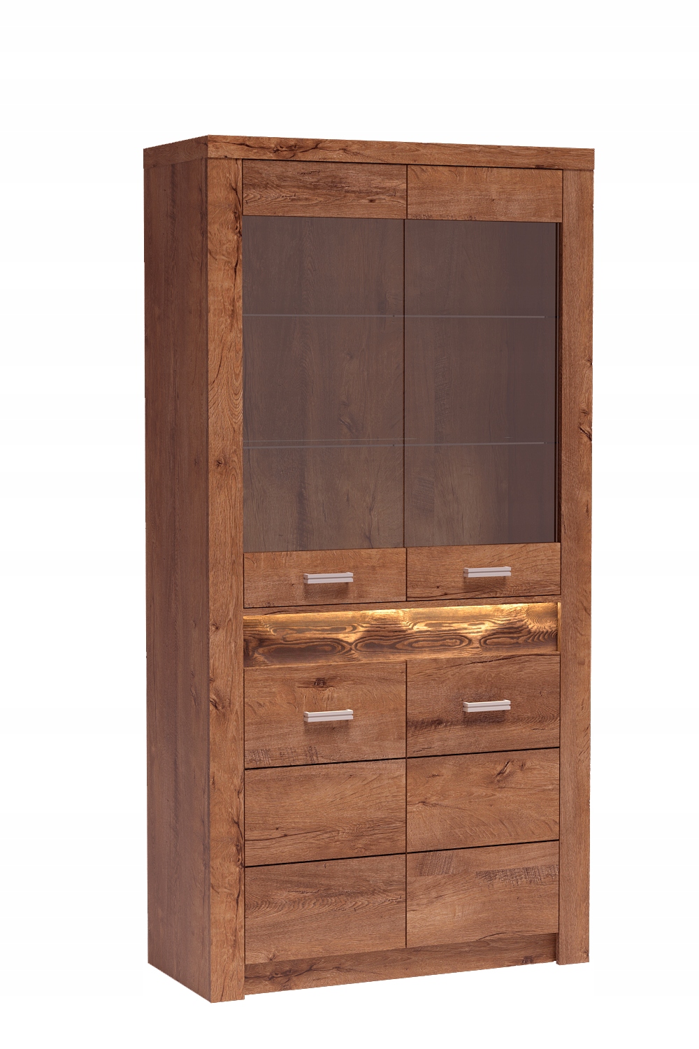 Klasická velká vitrína Velaro 96 cm Obývací pokoj Kancelář Skleněné police Jasan Světlý