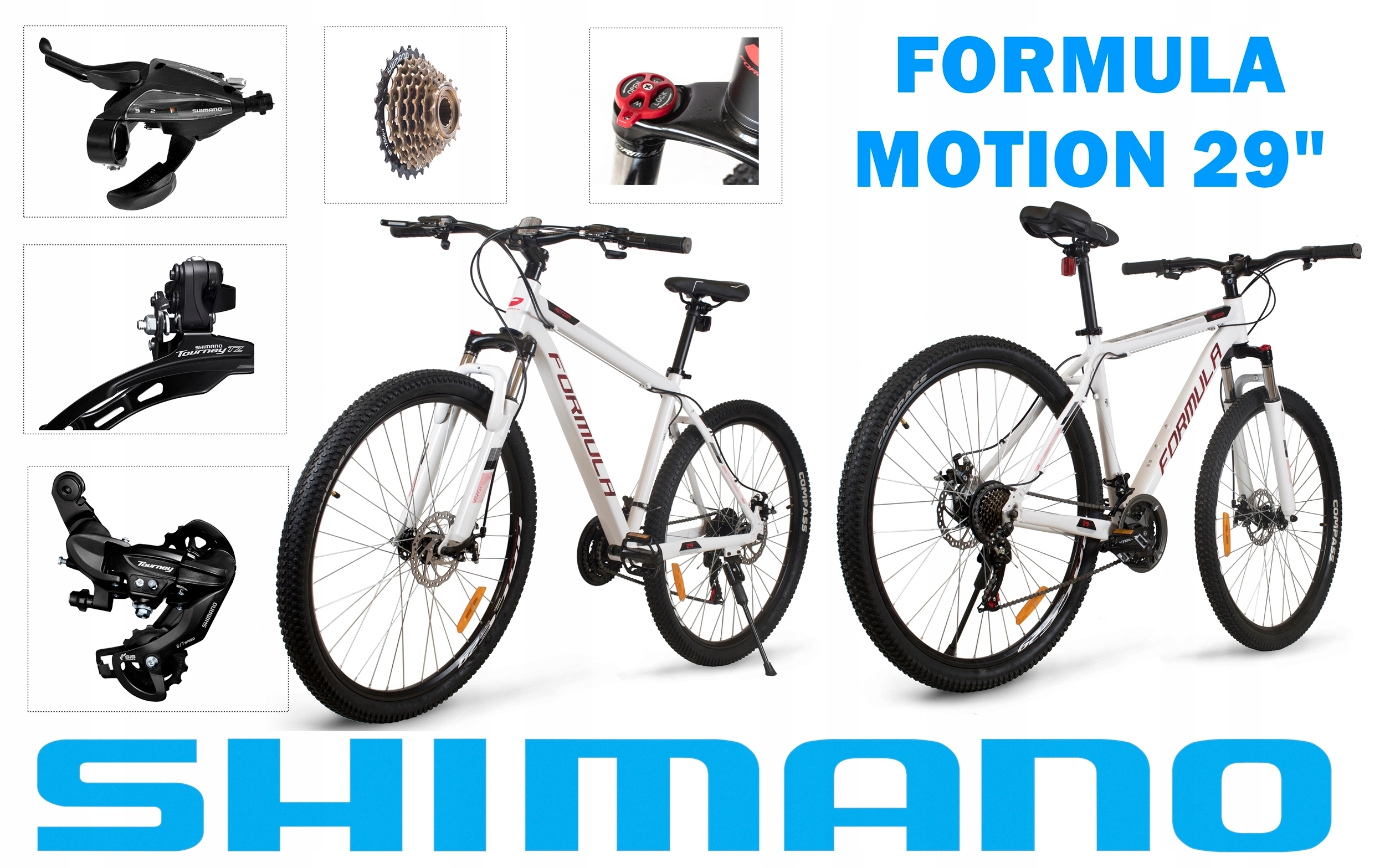 ROWER MTB 29 GÓRSKI SHIMANO 2X TARCZE ALU AMOR Rozmiar ramy 19 cali