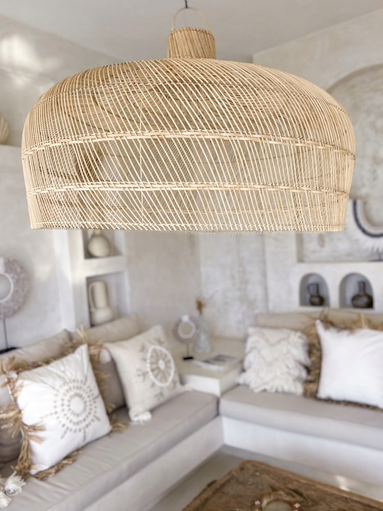 Stropná lampa Handmade Ratanová závesná lampa Osvetlenie domu Cinta XL