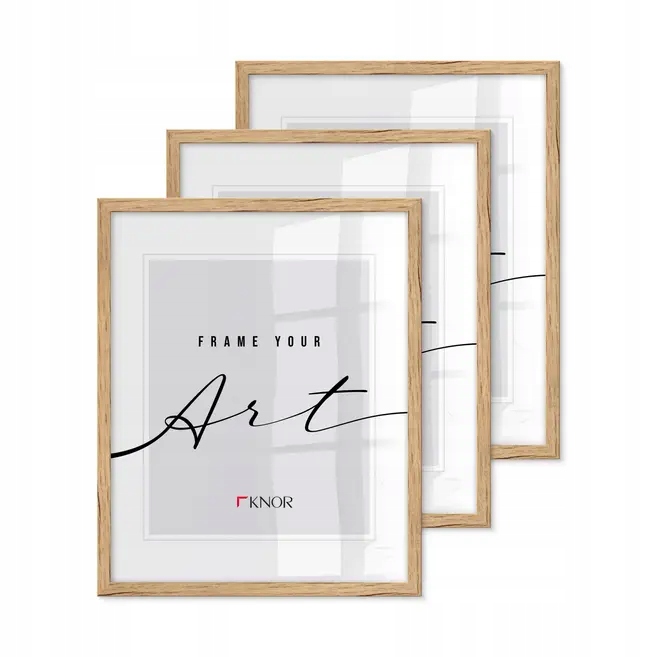 Ramka na zdjęcia KNOR 30x40 cm beżowa, zestaw 3 ramek na plakaty